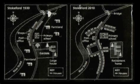 Band 6: The maps below show the village of Stokeford in 1930 .